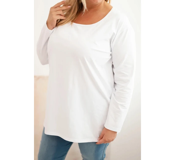 Dámská blůza Plus Size s lodičkovým výstřihem bílá