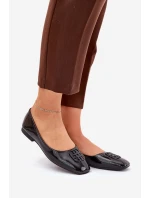 Lakierowane Eleganckie Baleriny Damskie Z Ozdobnym Detalem Vinceza 17377 Czarne