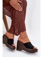 Dámské pantofle na platformě Černé Ravelia