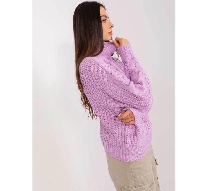 Sweter AT SW model 18909343 jasny fioletowy - FPrice Sweter AT SW model 18909343 jasny fioletowy - FPrice