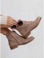 Dámské béžové ažurové kozačky Dstreet model 21992055 - FashionStreet Dámské béžové ažurové kozačky Dstreet model 21992055 - FashionStreet