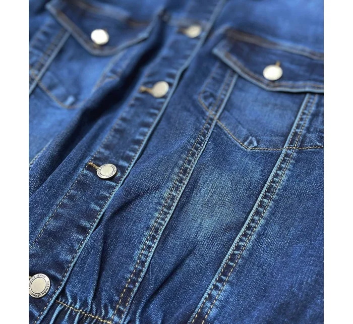 Tmavo modrá dámska džínsová netopierie bunda (5668-K)