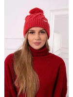 Fleecová čepice červená model 18751369 - K-Fashion Fleecová čepice červená model 18751369 - K-Fashion