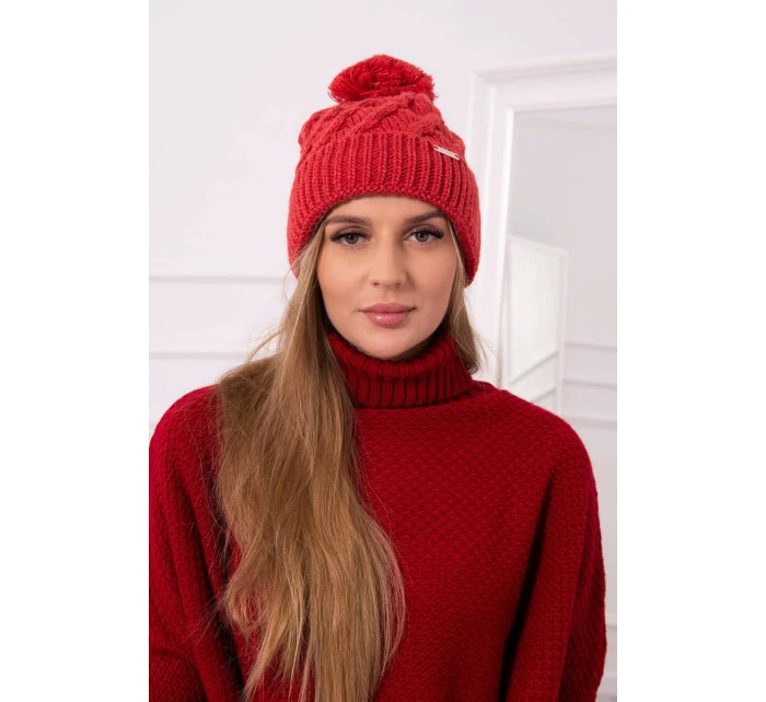 Fleecová čepice červená model 18751369 - K-Fashion Fleecová čepice červená model 18751369 - K-Fashion