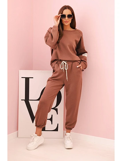 Komplet mikina + kalhoty model 22018644 hnědá - K-Fashion Komplet mikina + kalhoty model 22018644 hnědá - K-Fashion