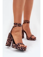 Sandały Damskie Na Słupku Z Paseczkiem Panterka Fevenne