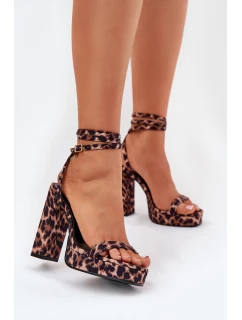 Sandały Damskie Na Słupku Z Paseczkiem Panterka Fevenne