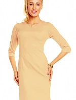 Dámske značkové šaty Lental DANUTA s 3/4 rukávom stredne dlhé béžovej - Béžová - Lental
