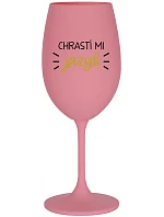 CHRASTÍ MI JAZYK - ružový pohár na víno 350 ml CHRASTÍ MI JAZYK - ružový pohár na víno 350 ml