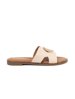 Výborné  nazouváky dámské Jasnobeżowy na plochém podpatku