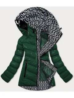 Zelená lesklá dámska bunda s ozdobnou podšívkou (xw810x)