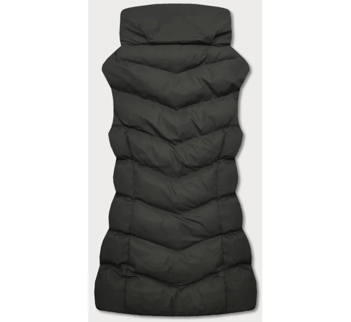 Perová dámska vesta v army farbe (5M719-136)