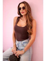 Dámska blúzka bez ramienok s výstrihom hnedá