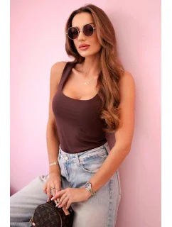 Dámska blúzka bez ramienok s výstrihom hnedá