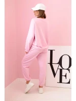 Súprava tepláky + nohavice maslová látka cukrová ružová