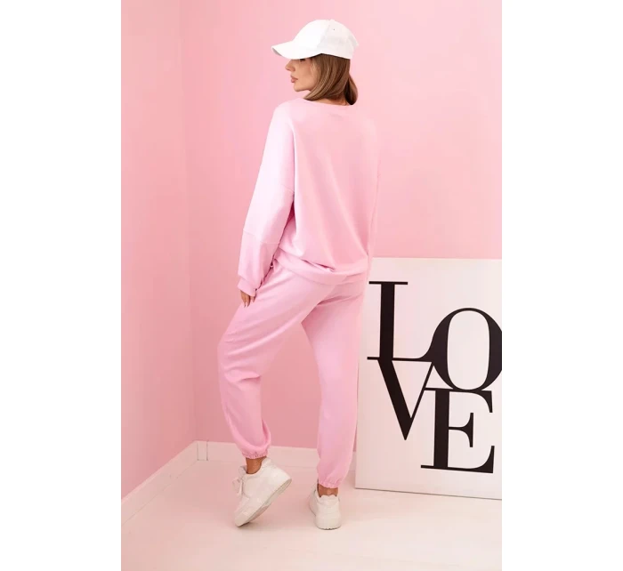 Súprava tepláky + nohavice maslová látka cukrová ružová