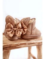 Dziewczęce Ocieplane Śniegowce Z Kokardkami Beżowe Meriva Dziewczęce Ocieplane Śniegowce Z Kokardkami Beżowe Meriva