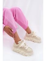 Dámské Kožené Tenisky Na Masivní Platformě model 21692685 Béžové - Goe