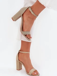 Lesklé Dámské Sandály Na Podpatku Zlaté model 21703987 - Boto