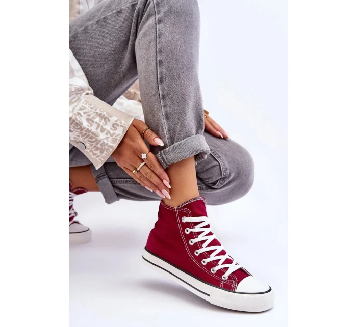 Dámské Klasické Vysoké Tenisky Bordó Remos