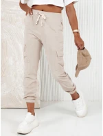 Dámske pruhované nohavice CHICCORD beige FashionStreet UY2174 Dámske pruhované nohavice CHICCORD beige FashionStreet UY2174