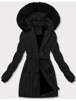 Čierna dámska zimná bunda s ozdobným prešívaním S'west (B8307-1) Čierna dámska zimná bunda s ozdobným prešívaním S'west (B8307-1)