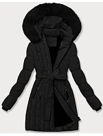 Černá dámská zimní bunda s ozdobným prošíváním model 21248265 - S'WEST Černá dámská zimní bunda s ozdobným prošíváním model 21248265 - S'WEST
