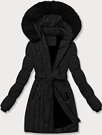 Dámska zimná bunda s ozdobným prešívaním S'west black (B8307-1)