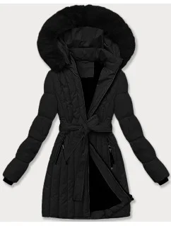 Čierna dámska zimná bunda s ozdobným prešívaním S'west (B8307-1)