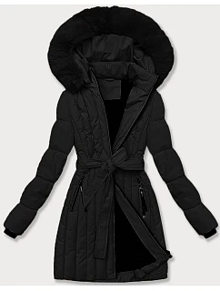 Dámska zimná bunda s ozdobným prešívaním S'west black (B8307-1)
