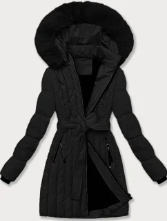 Čierna dámska zimná bunda s ozdobným prešívaním S'west (B8307-1)