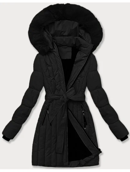 Čierna dámska zimná bunda s ozdobným prešívaním S'west (B8307-1) Čierna dámska zimná bunda s ozdobným prešívaním S'west (B8307-1)