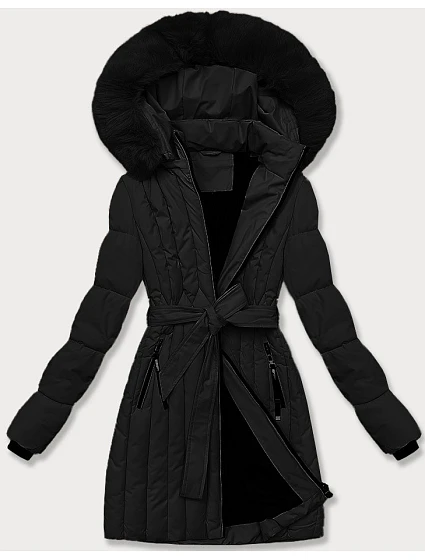 Černá dámská zimní bunda s ozdobným prošíváním model 21248265 - S'WEST Černá dámská zimní bunda s ozdobným prošíváním model 21248265 - S'WEST