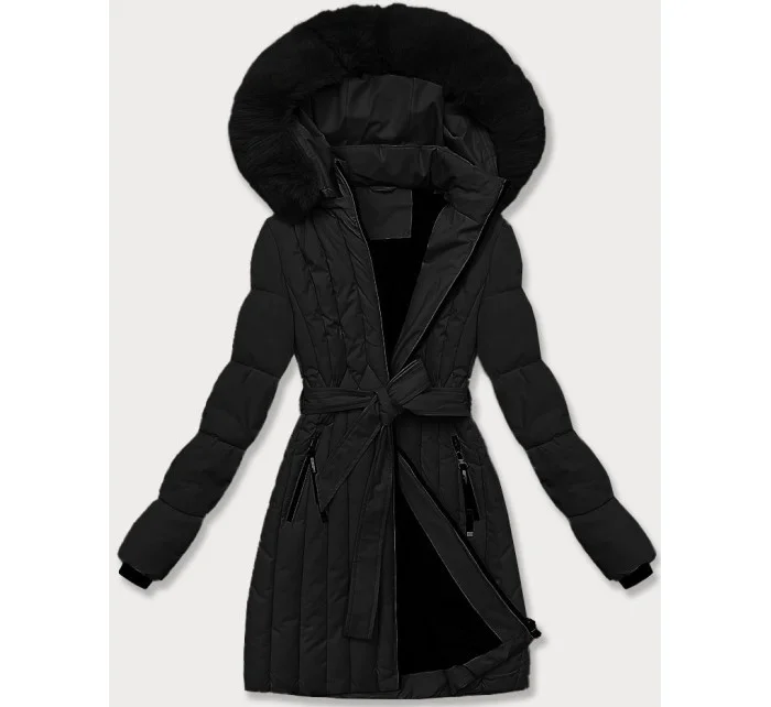 Čierna dámska zimná bunda s ozdobným prešívaním S'west (B8307-1) Čierna dámska zimná bunda s ozdobným prešívaním S'west (B8307-1)