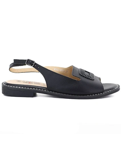 Dámské černé kožené sandály model 22117598 - S.Barski