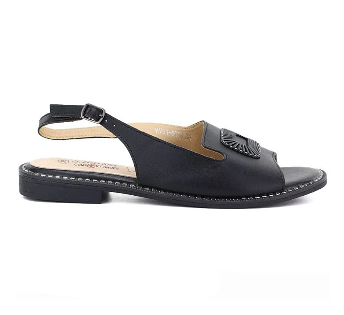 Dámske čierne kožené sandále S.Barski KV61-6076