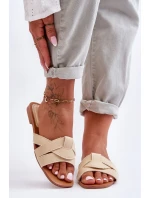 Damskie Materiałowe Klapki Beżowe Aversa Damskie Materiałowe Klapki Beżowe Aversa