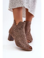 Dámské Botky Z Semiše Na Podpatku S Hnědé model 21658524 - Boto Dámské Botky Z Semiše Na Podpatku S Hnědé model 21658524 - Boto