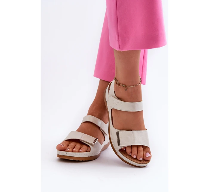 Pohodlné Dámské Sandály Na Suchý Zip Stříbrné model 21661104 - EVENTO