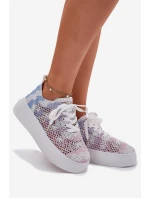 Sneakersy Damskie Na Platformie Z Szydełkową Cholewką Multikolor Mirietto