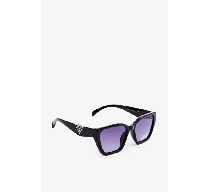 Dámske klasické slnečné okuliare so zlatými detailmi UV400 čierne