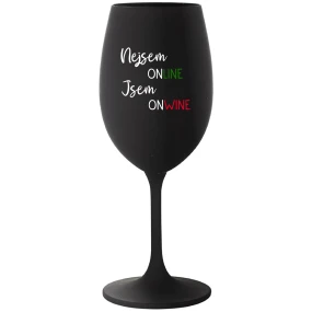 NEJSEM ONLINE JSEM ONWINE - černá sklenice na víno 350 ml
