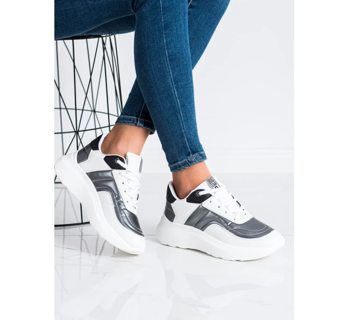 Trendy tenisky dámske biele bez podpätku Trendy tenisky dámske biele bez podpätku