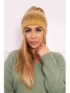 Fleecová čiapka Melisa K241 horčicová+sivá