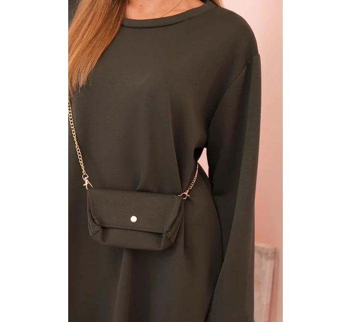 Dámská viskózová sukýnka Plus Size s model 21232407 na řetízku khaki - K-Fashion