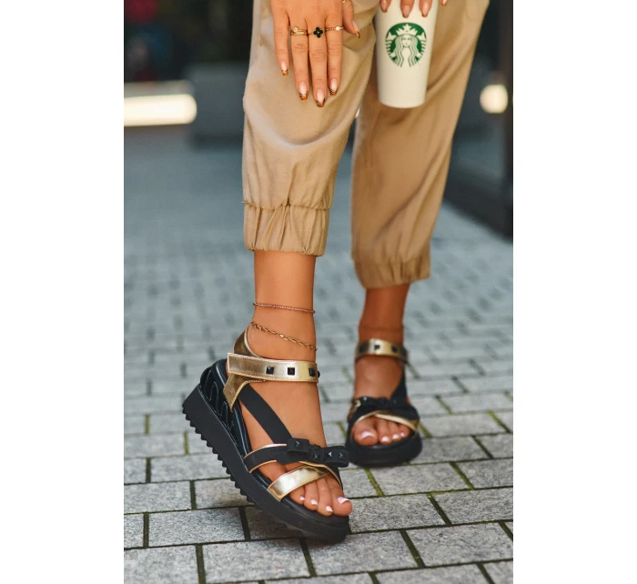 Sandały Damskie Z Kokardką D&A CR956 Złote