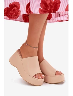 dámské sandály na platformě a klínu béžové model 21688536 - Boto