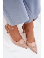 Dámské sandály na podpatku s ozdobným detailem Béžové model 22027885 - Boto