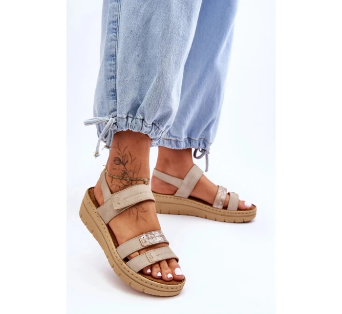 Dámske sandále 23-46011 béžová - Krok vo veľkom štýle