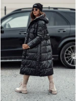 Dámska dlhá prešívaná bunda VELVETTI s kapucňou obojstranná čierna FashionStreet TY4654